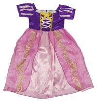 Kockovaným - Fialovo-ružové saténovo/tylové šaty