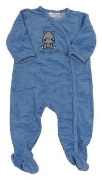 Modrý zamatový rebrovaný overal s hrochem Ergee