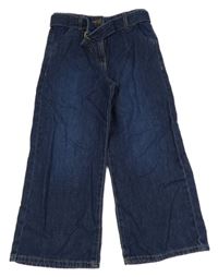 Tmavomodré chino široké rifle s páskem Next