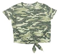 Khaki army crop tričko s nápisom Primark