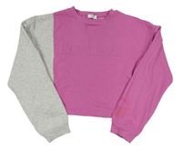 Ružovo-sivá crop mikina s 3D nápisom Primark