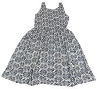 Tmavomodro-růžovo-modré vzorované bavlněné šaty Primark