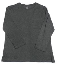 Tmavosivé melírované tričko s vreckom H&M