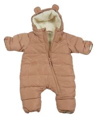 Starorůžová šusťáková zimní kombinéza s kapucí H&M