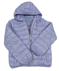 Fialová šusťáková prošívaná zimní bunda s kapucí Benetton