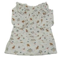 Bílé manšestrové šaty s koloušky a kytičkami M&S