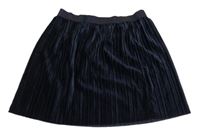 Tmavomodrá zamatová skladaná sukňa so trblietavým pasom Tchibo