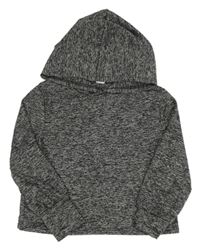 Sivo-čierna melírovaná mikina s kapucňou Shein