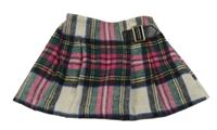 Farebná kockovaná vlnená skladaná sukňa Next