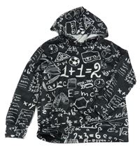 Čierna športová mikina s obrázkami a kapucňou