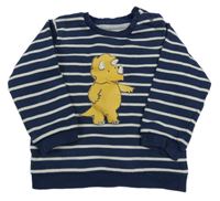 Tmavomodro-biela pruhovaná mikina s dinosaurom M&S