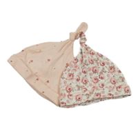 Nové - 2x - Světlerůžová + bílá bavlněná čepice s kytičkami George