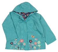 Mátová šušťáková jarná bunda s kvietkami a kapucňou Arshiner
