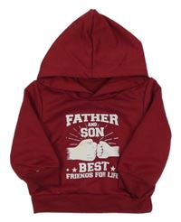 Červená mikina s potlačou a kapucňou