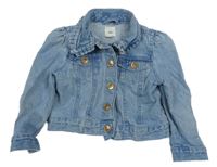 Modrá rifľová crop bunda River Island