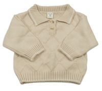 Béžový károvaný sveter s golierikom Shein