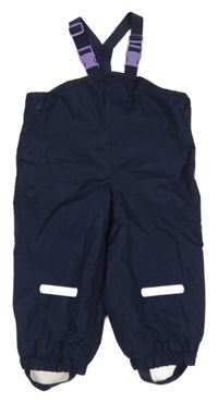 Tmavomodré šusťákové podšité voděodolné laclové kalhoty Pocopiano