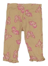 Béžové capri legíny s kvietkami So Cute