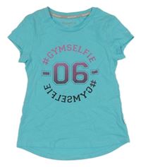 Svetlomodré športové funčkní tričko s číslom a nápisom Manguun