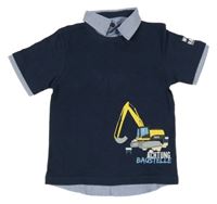 Tmavomodré tričko s bagrem a všitou košilí Topolino