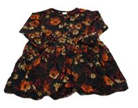 Černo-červeno-béžové vzorované manšestrové šaty Next