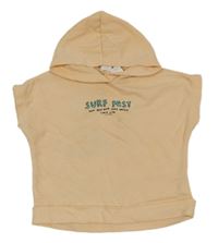 Broskvová froté vesta s nápisom a kapucňou Zara