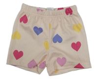 Svetlooranžové rebrované kraťasy so srdiečkami