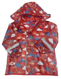 Červená pláštěnka s mráčikmi a kapucňou Lupilu
