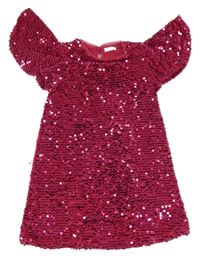 Ružové zamatové flitrové šaty Next