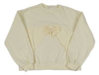 Smotanová crop oversize mikina s mašlou Zara