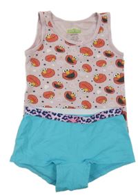 2set - Světlerůžová košilka Sesame Street + tyrkysové kalhotky 