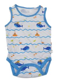 Bielo-modré body s velrybami Liegelind
