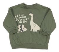 Zelenošedá oversize mikina s dinosaury H&M