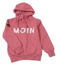 Ružová mikina s nápisom a kapucňou