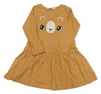 Béžové bavlnené šaty s medvedíkom H&M