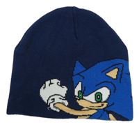 Tmavomodrá pletená čepice se Sonicem H&M