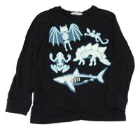 Černé triko s dinosaury H&M