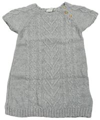 Sivé melírované vzorované vlnené šaty H&M