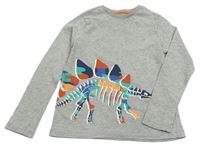 Šedé melírované triko s kostrou dinosaura M&S