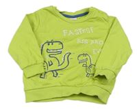 Limetková mikina s dinosaurami a nápismi LC WaIKIKI