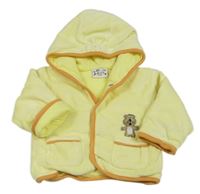 Světležlutý sametový zateplený kabátek se zvířátkem a kapucí babychic
