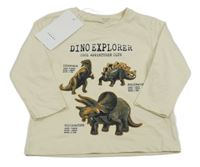 Nové - smetanové triko s dinosaury name it.