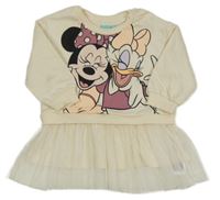Smetanové teplákovo/tylové šaty s Minnie a Daisy Disney
