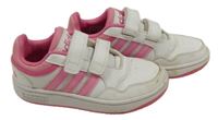 Bílo-růžové koženkové botasky Adidas vel. 33