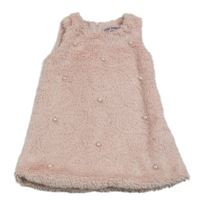 Svetloružové chlpaté podšité šaty s perlami Pink Baby