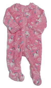 Ružová plyšová kombinéza s jednorožcami a duhami PEP&CO