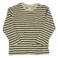 Smetanovo-černé pruhované triko ZARA