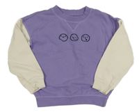 Fialovo-smetanová oversize mikina se smajlíky PRIMARK