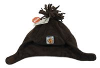 Nové - tmavohnědá fleecová čepice s nášivkou BUBBLE GUM