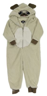 Světlebéžovo-hnědá chlupatá kombinéza - pejsek ZOOZI